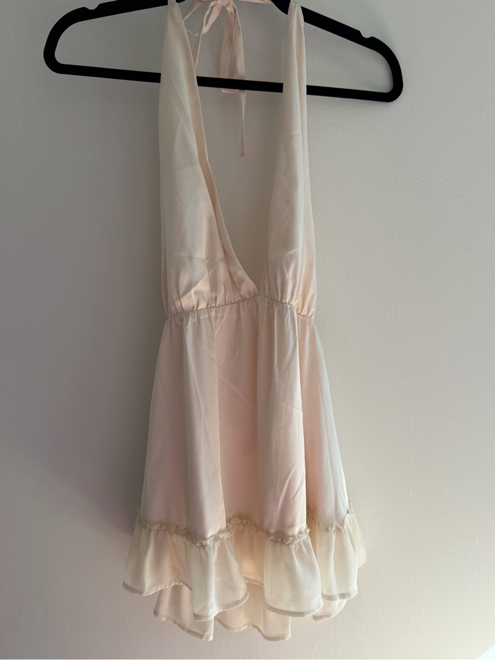Sheer Halter Babydoll Chemise in Soft Cream